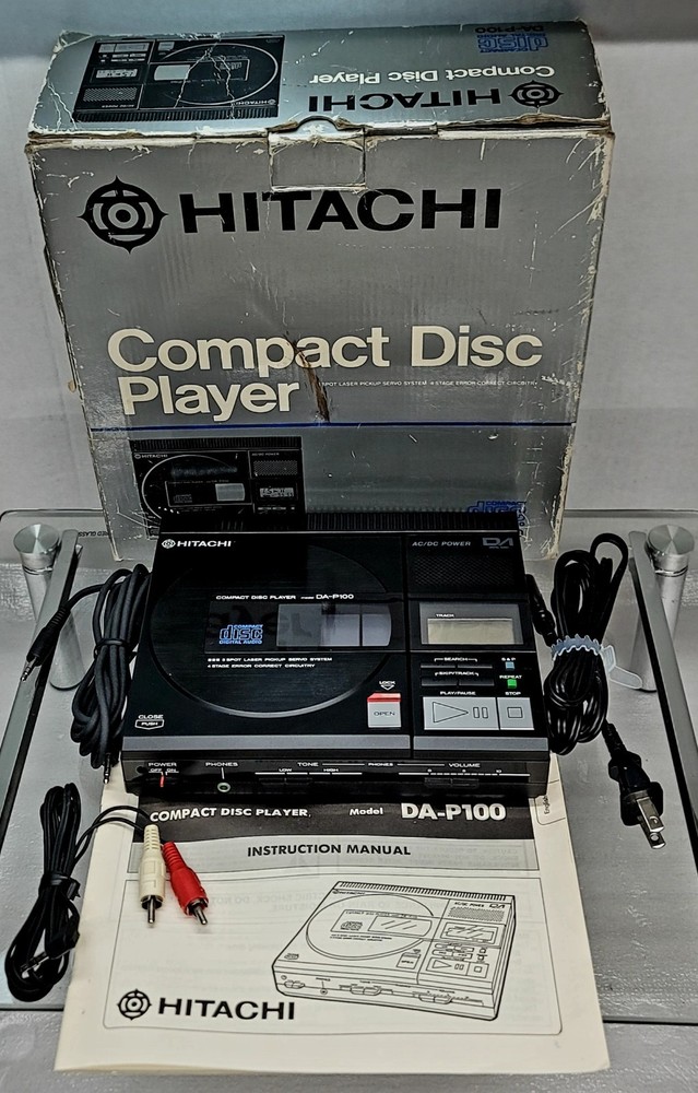 Vintage Hitatchi Discman CD Player DA-P100 Compact Disc Player W/Box tested work