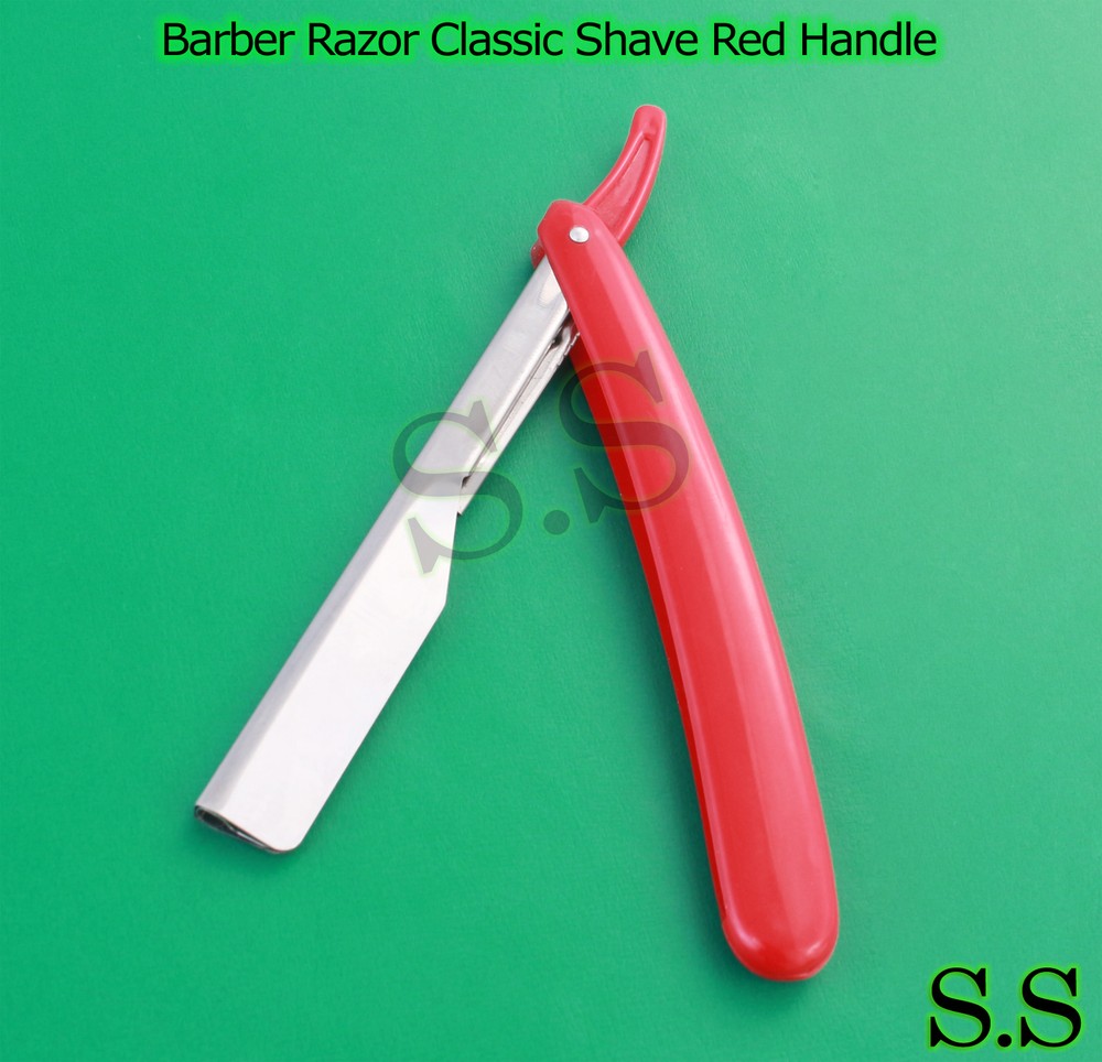 Straight Barber Razor Classic Shave Red Handle B-765
