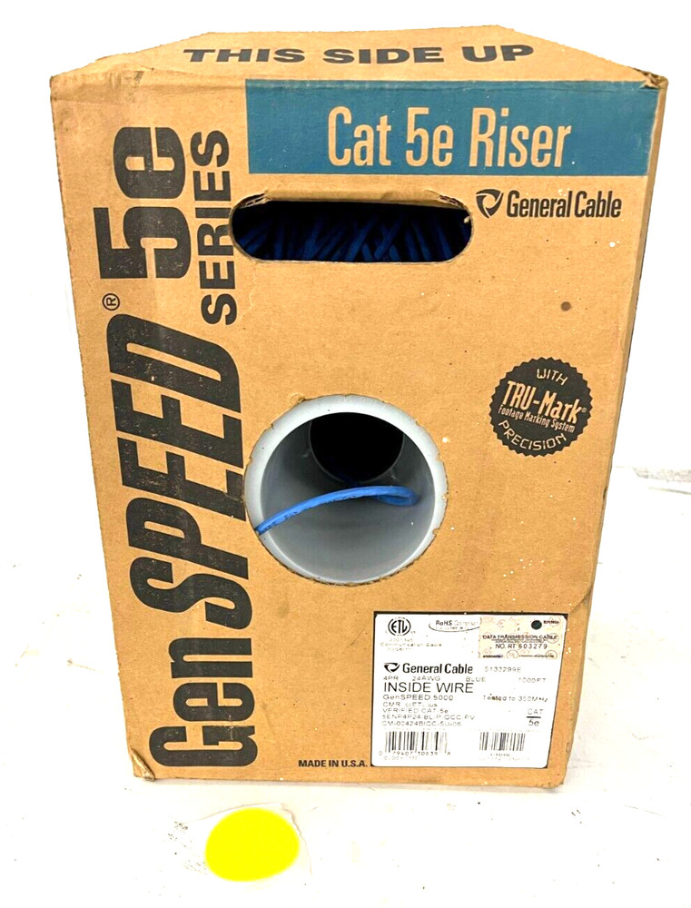 GENSPEED 5000 5133299E STANDARD CAT 5E NONPLENUM CABLE BLUE 350FT BOX
