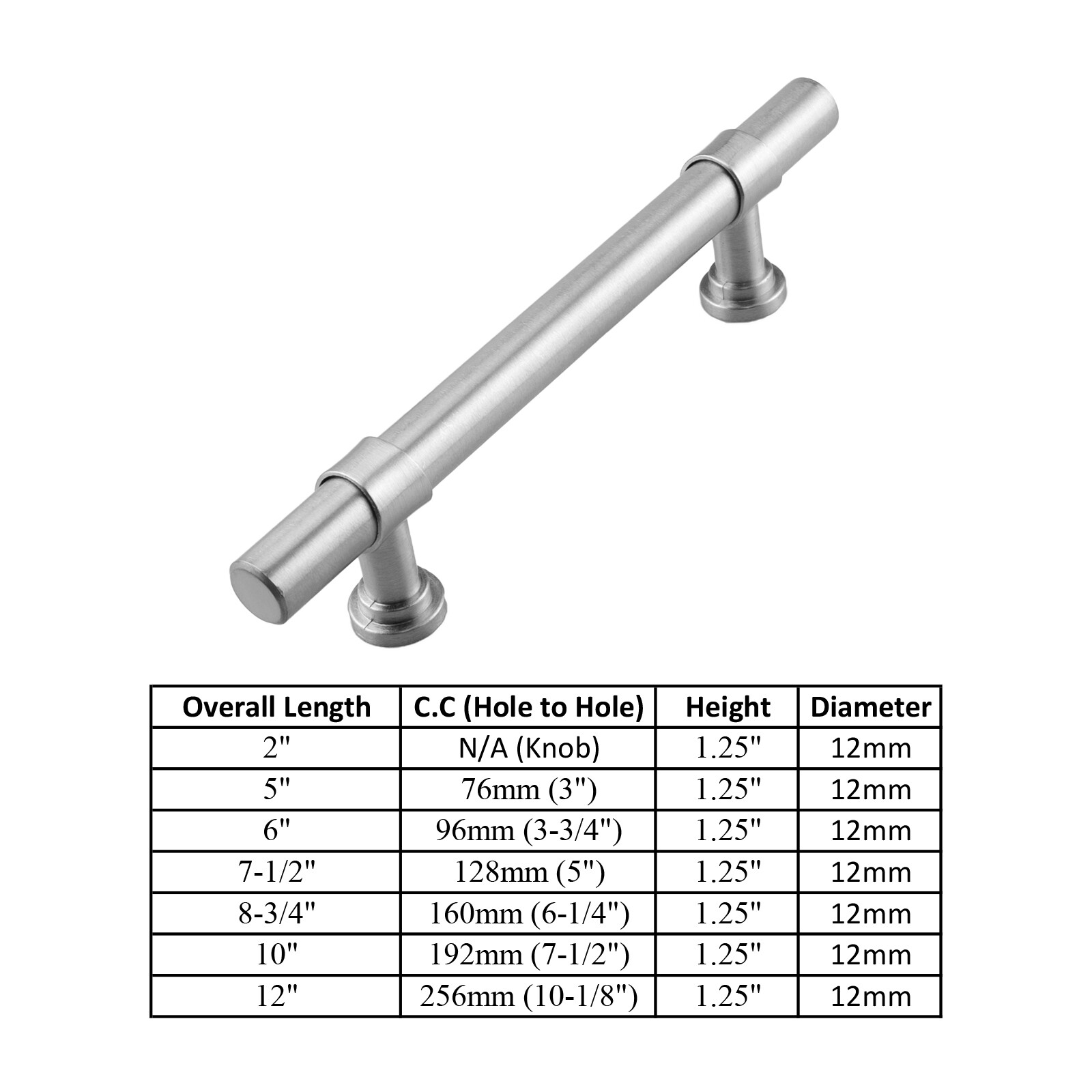 Brushed Nickel Modern Cabinet Handles Bar Pulls Kitchen Hardware Stainless Steel