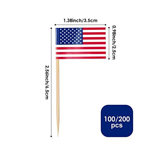 Flag Toothpick Flags Picks, 100/Pcs Small Tiny Cupcake Toppers Stick Mixed 200