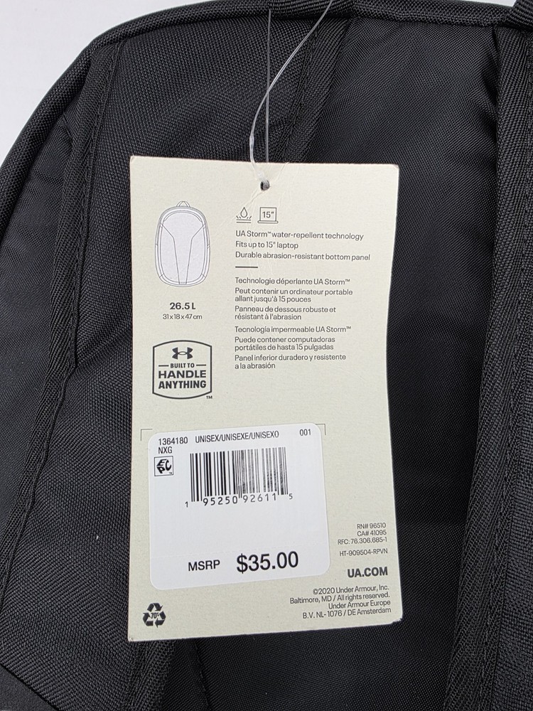 Under Armour Storm Hustle Lite Black Adjustable 26.5 Litre Backpack