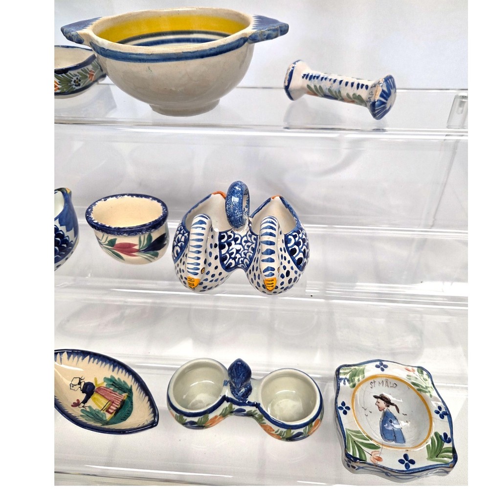 C020 13 pc QUIMPER-OPEN SALTS, SMALL PLATES, etc.