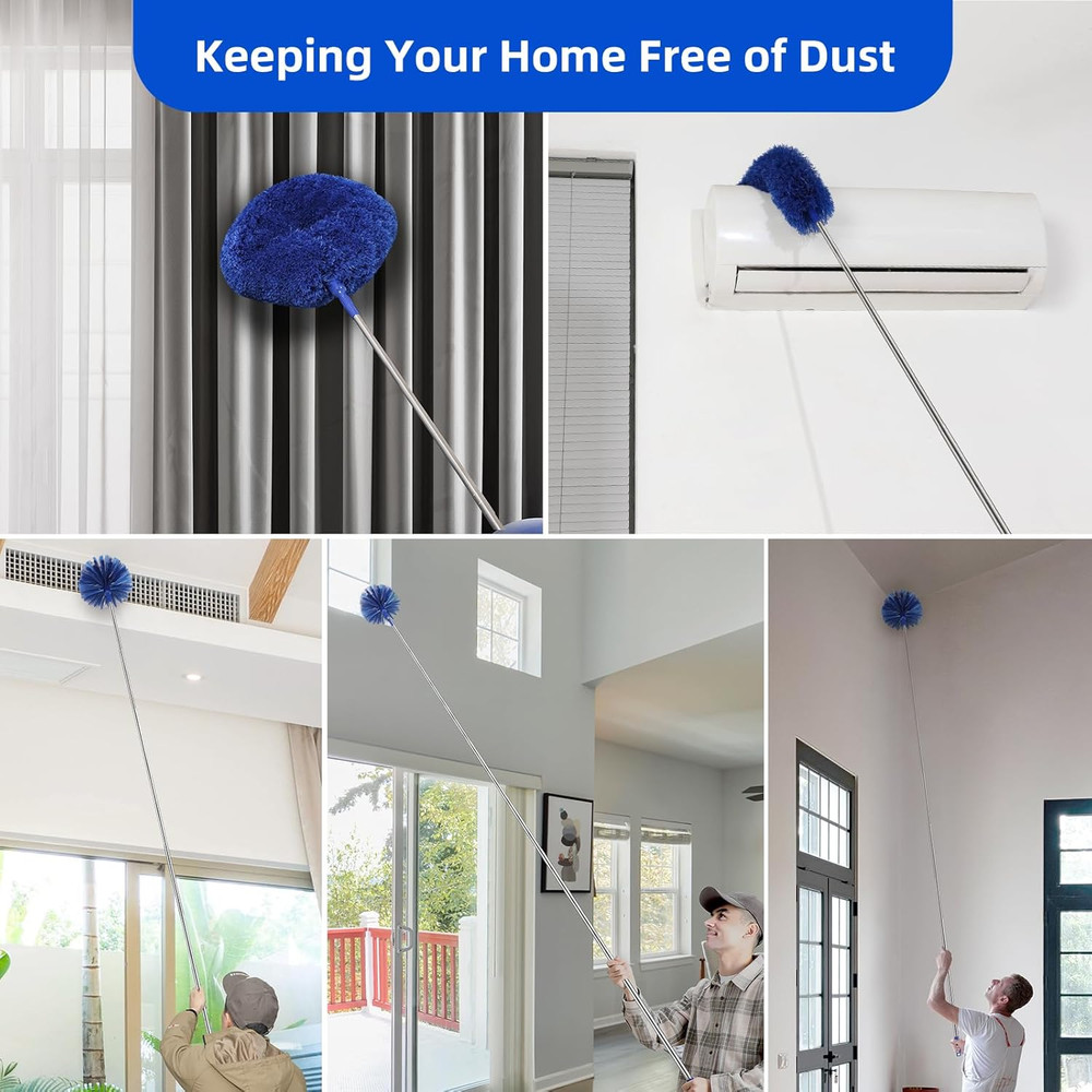 Microfiber Duster for High Ceiling Fan Blades, Cobweb with Extension Pole Adjust