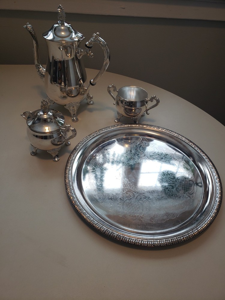 Vintage Silver Plate Tea Set with Tray