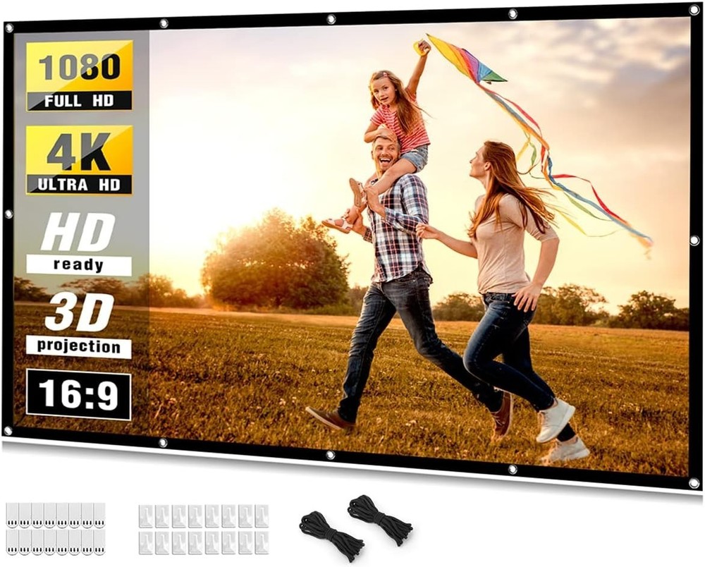 Projector Screen 100 Inch Foldable HD Double Sided Indoor Outdoor