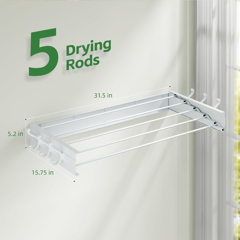 Elegant 31.5'' Wall-Mounted Clothes Drying Rack - Space-Saving & Stylish