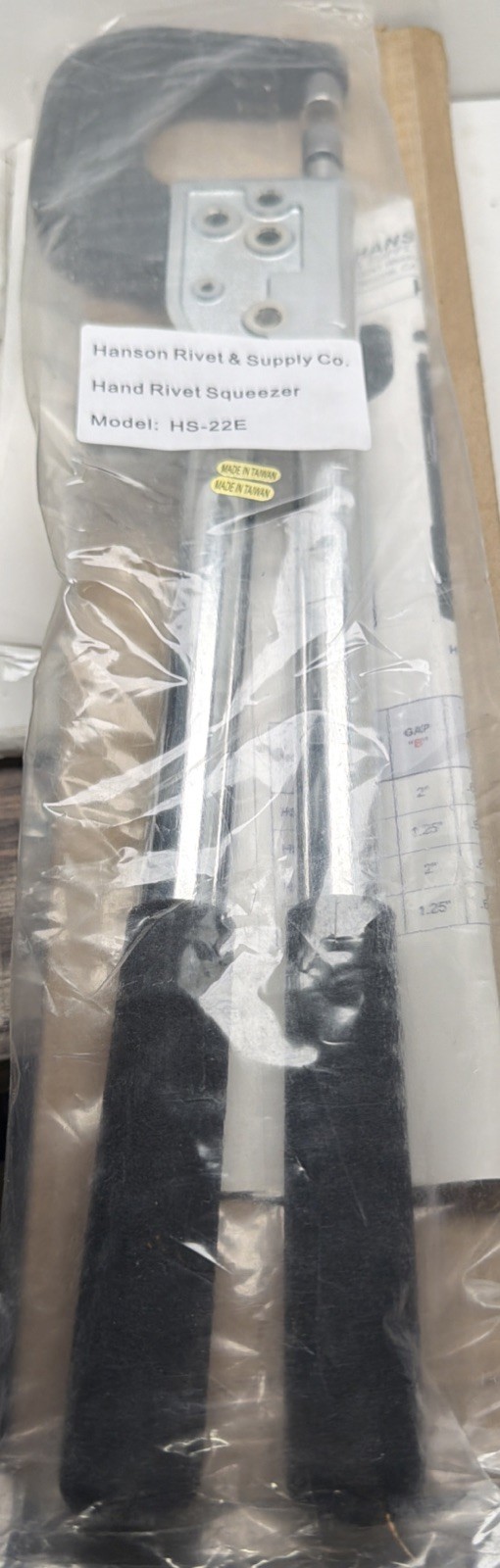 HANSON RIVET Hs-22E Rivet Squeezer,C Style, Steel, 2"×2", Max Rivet Length 1.6"