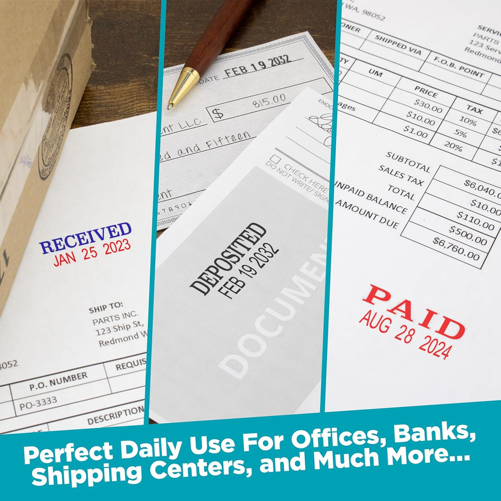 Maxmark Self-Inking Rubber Date Office Stamp with Approved Phrase & Date