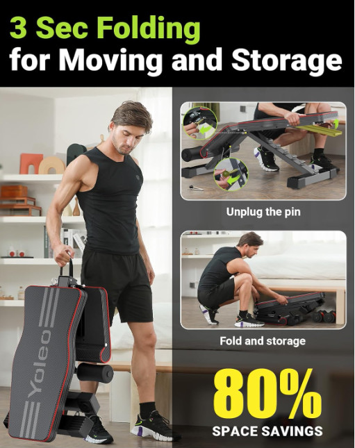 Foldable Adjustable Weight Bench for Full Body Workout