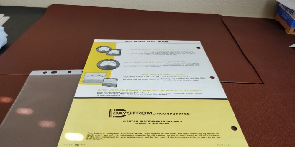 1961 Weston Portable Testing Instruments ~ catalog Brochure