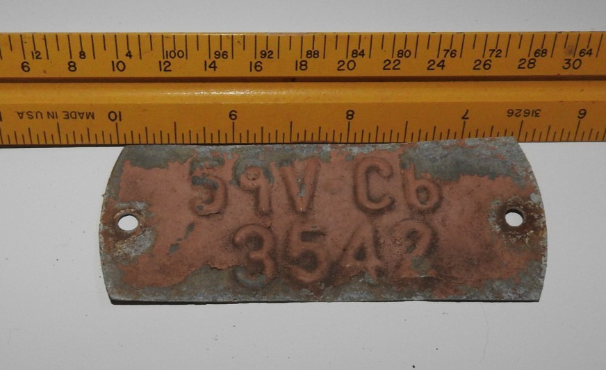 Vintage 1959 Studebaker VIN Plate