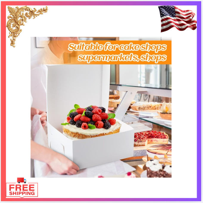 New 50 Pack White Cake Boxes 14"x14"x6" Bakery Pastry Storage