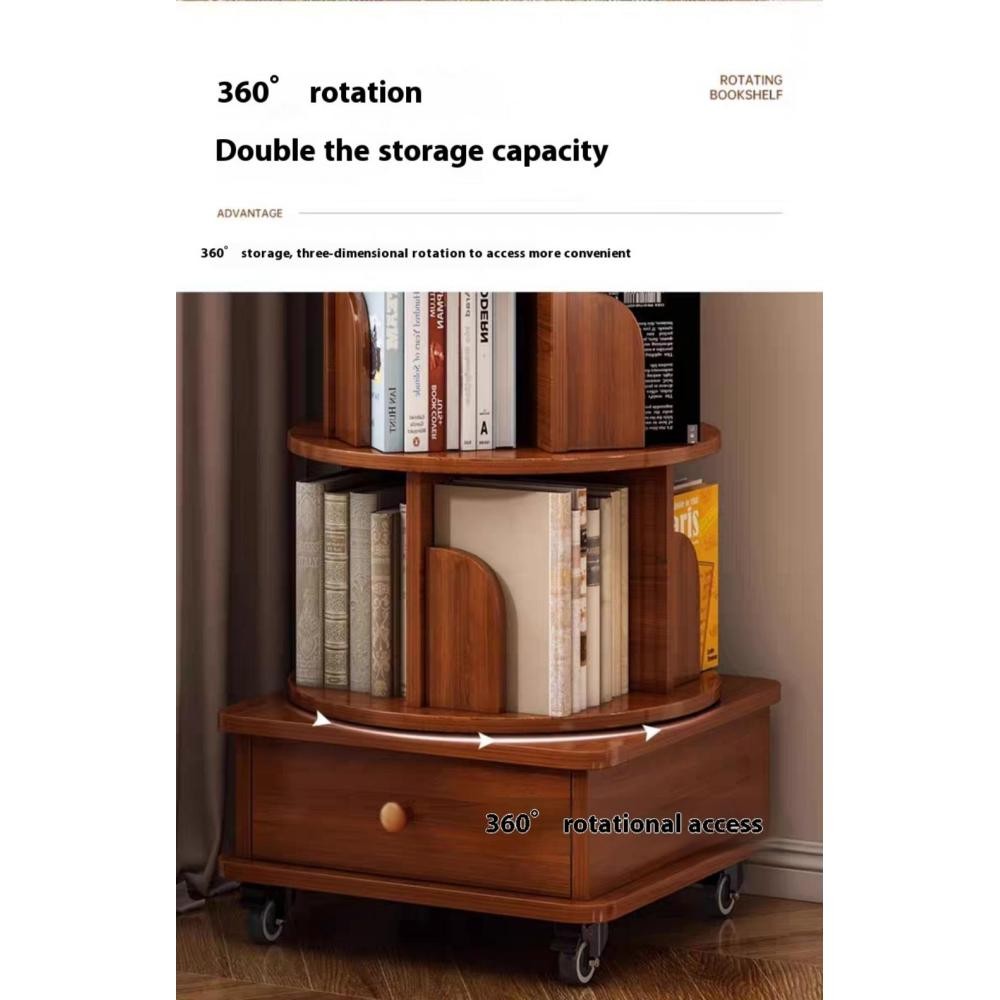 6 Tier Rotating Bookshelf Display Tower Corner Bookcase Storage Rack Small Space