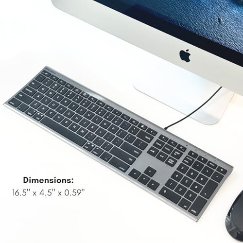Wired Keyboard for Mac (Upgraded Dual USB A + C Plug) - USB C Space Gray