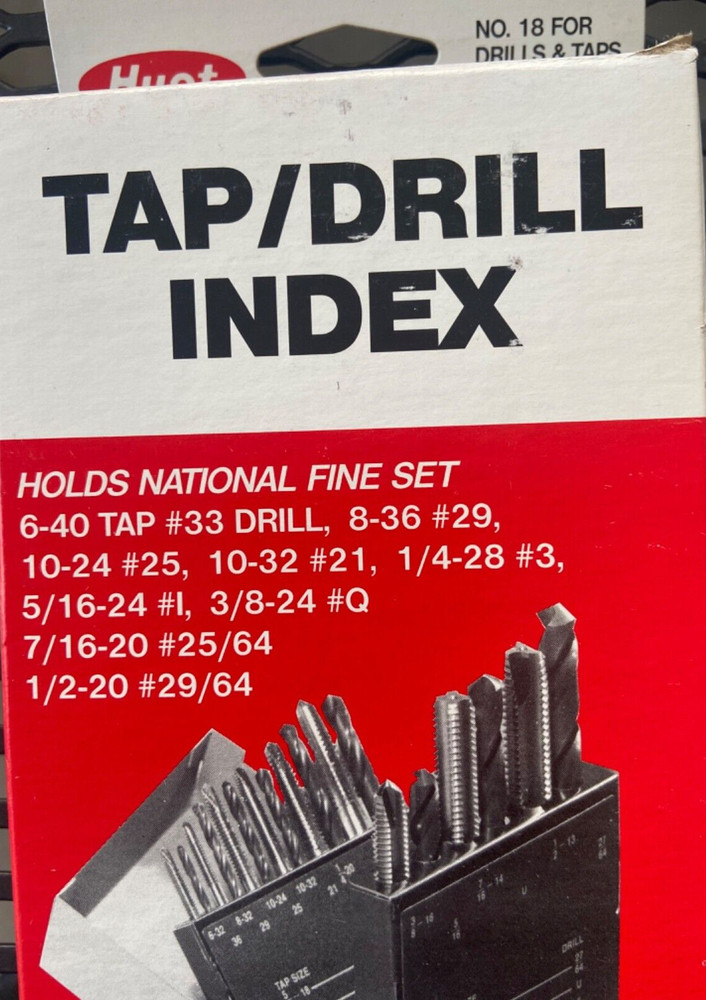 Huot 12650 INDEX Taps & Drills Case  USA  ( DOES NOT INCLUDE TOOLS)