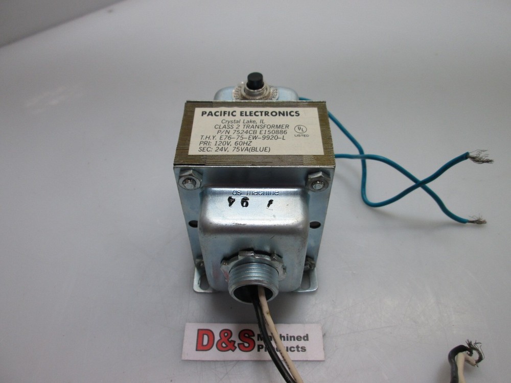 Pacific Electronics 7524CB-E150886 Class 2 Transformer PRI: 120V, SEC: 24V 75VA
