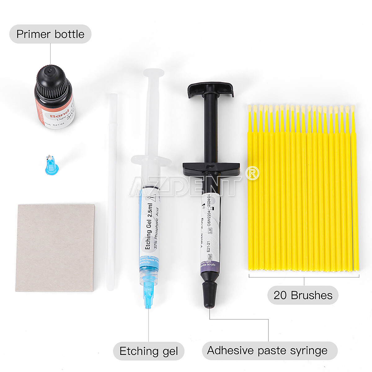 Sistema de pegado de resina de ortodoncia dental para curar los brackets