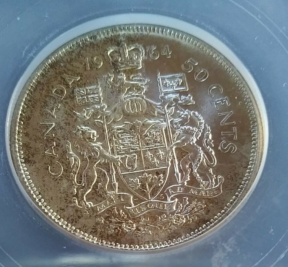1964 ICG MS65 Canada SILVER Half Dollar 50c