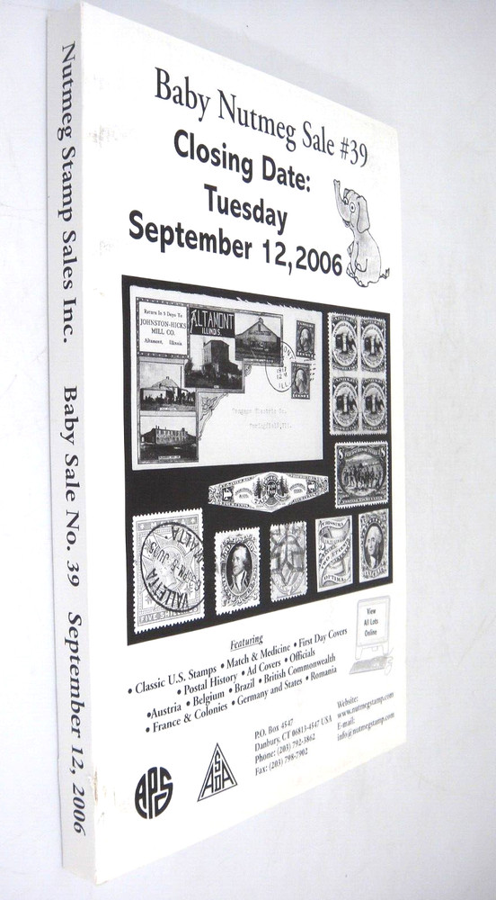 Baby Nutmeg Stamp Auction Catalog 2006 Match & Medicine FDCs Ad Covers Officials