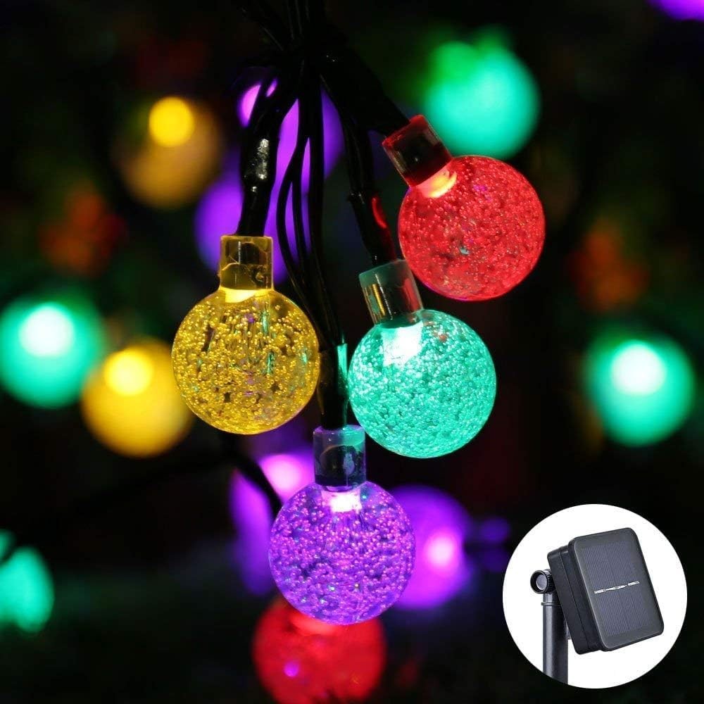 2 Pack 66FT 200LED Outdoor Solar Globe String Lights Bubbles RGBW Ball 8 Modes