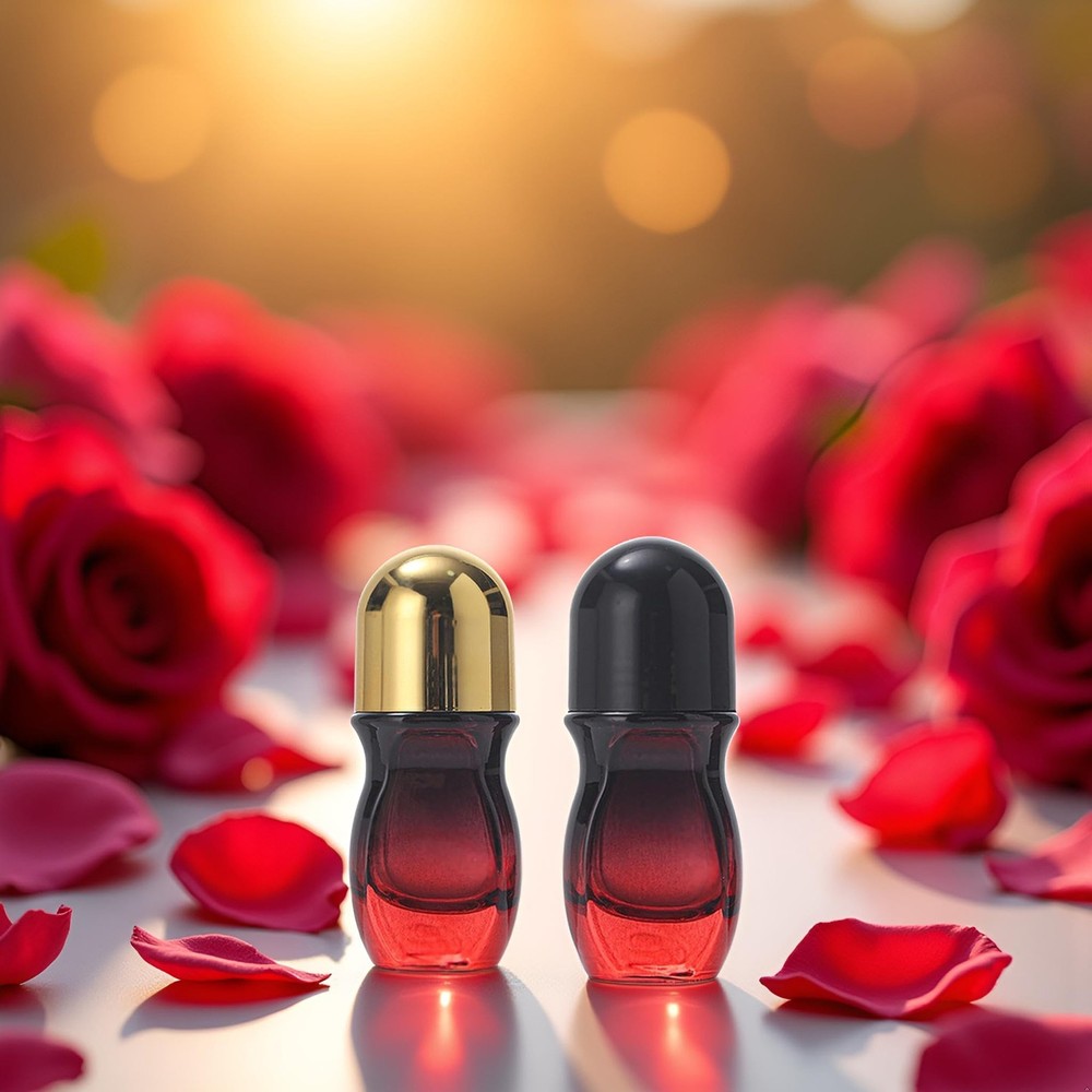 2Pcs 30ML Red Deodorant Roller Bottle Empty,Glass Roller Bottles Deodorant,Ro