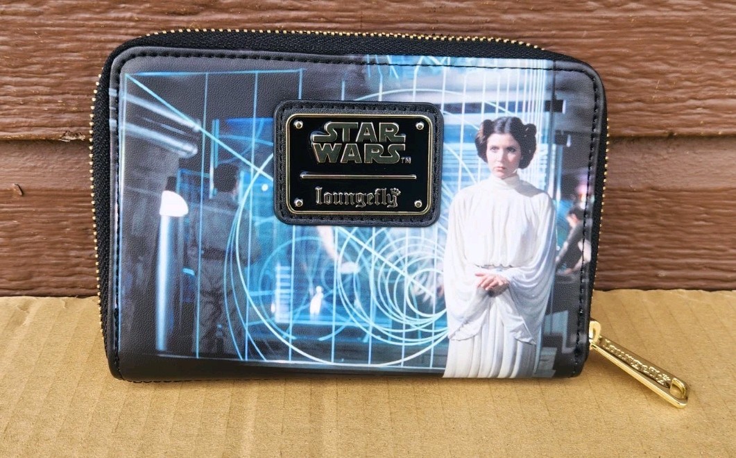 Loungefly Star Wars Wallet Princess Leia Luke Skywalker Zip Around Black