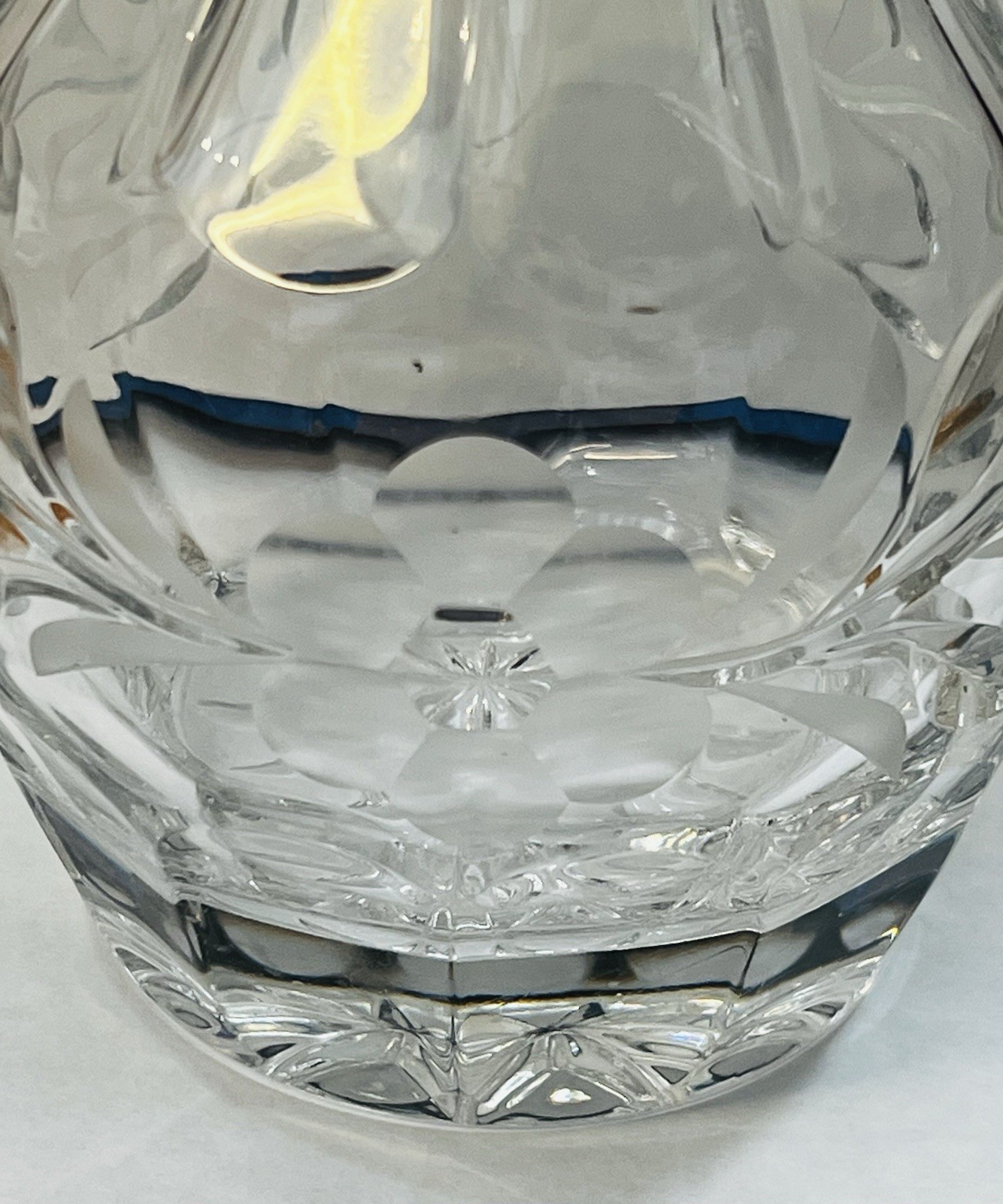 VTG Gorham Full Lead Crystal Whiskey Decanter Floral Diamond Cut West Germany