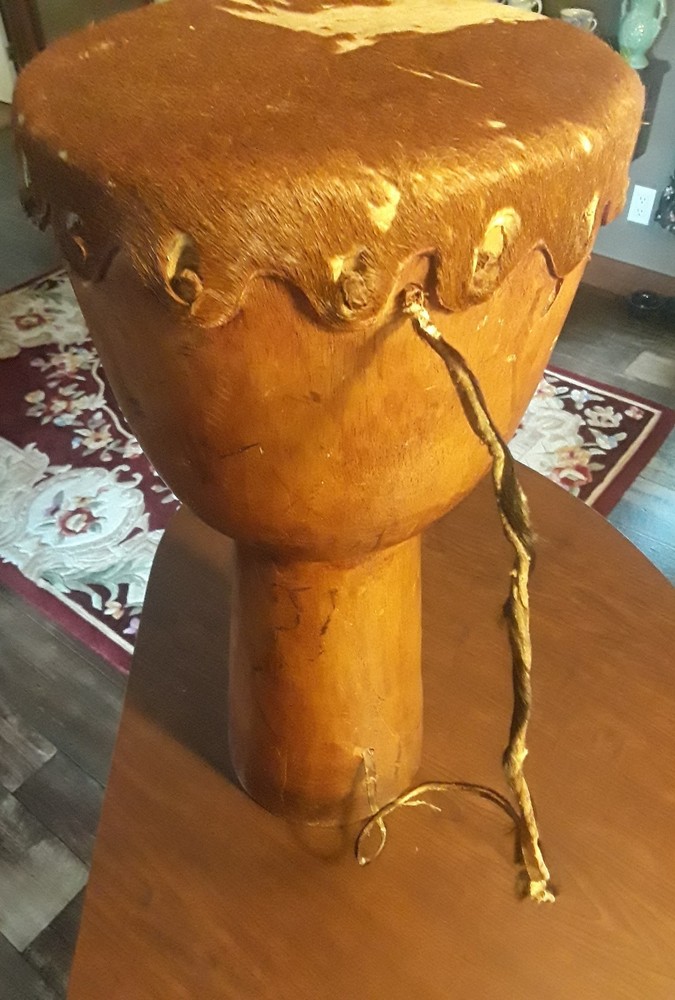 Authenic 17.5" × 8" Handmade South African Bongo Drum (Strap now broken)