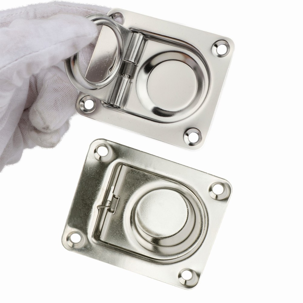 2X Marine Stainless Steel Flush Lifting Handle Ring Pull Hatch Latch