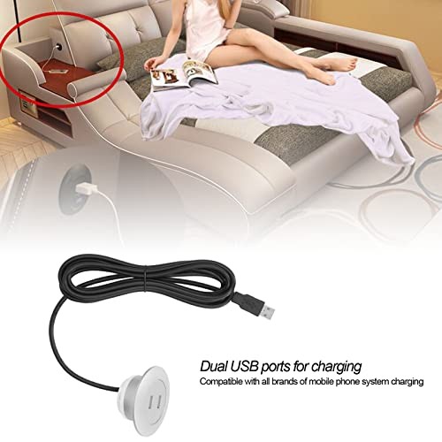 Sofa USB Charging Socket, Recessed USB Outlet Power Strip Flush Mount Silver
