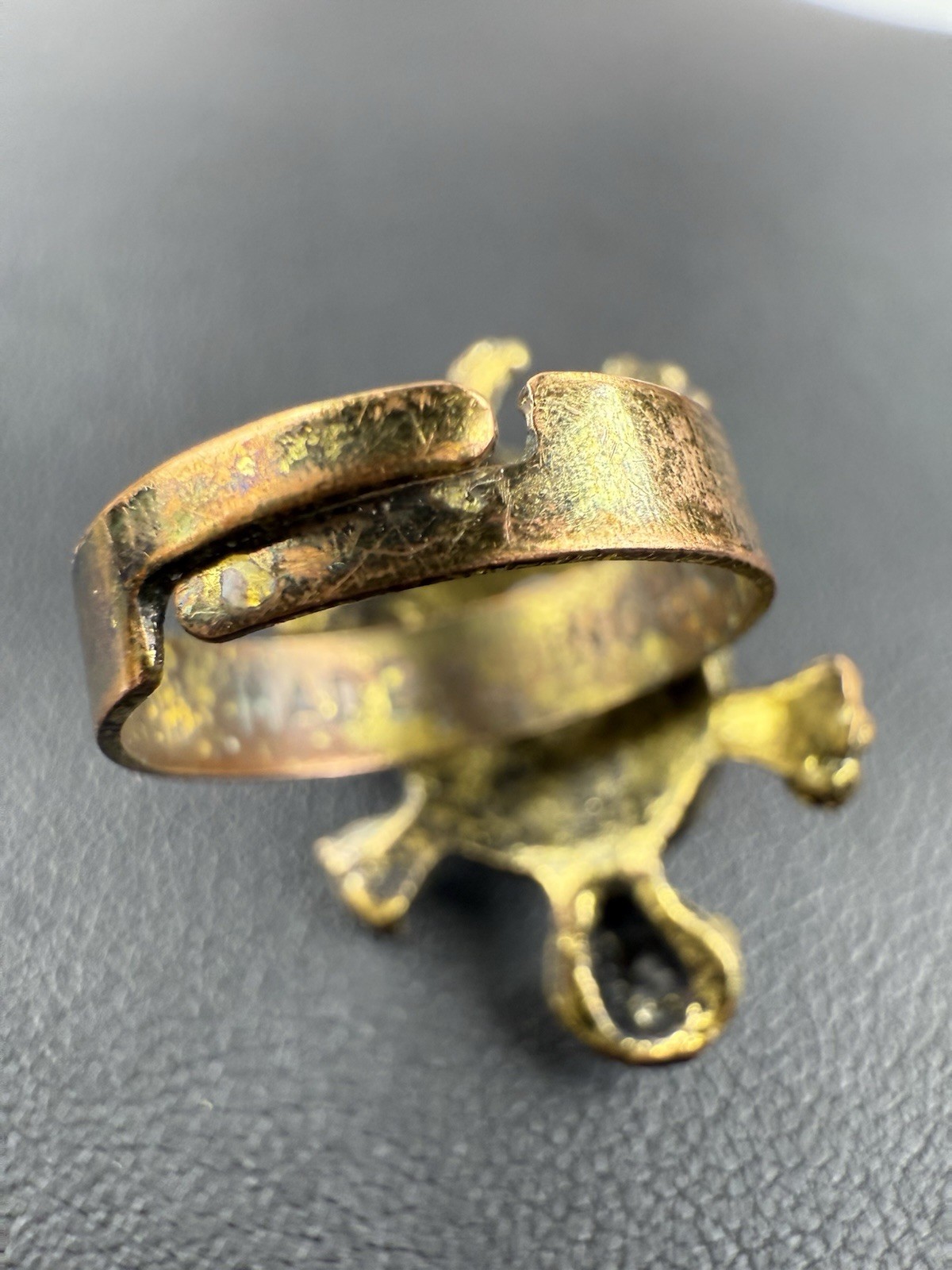 Gold Tone Pink Rhinestone Double Turtle Ring Size 5-7 Jewelry