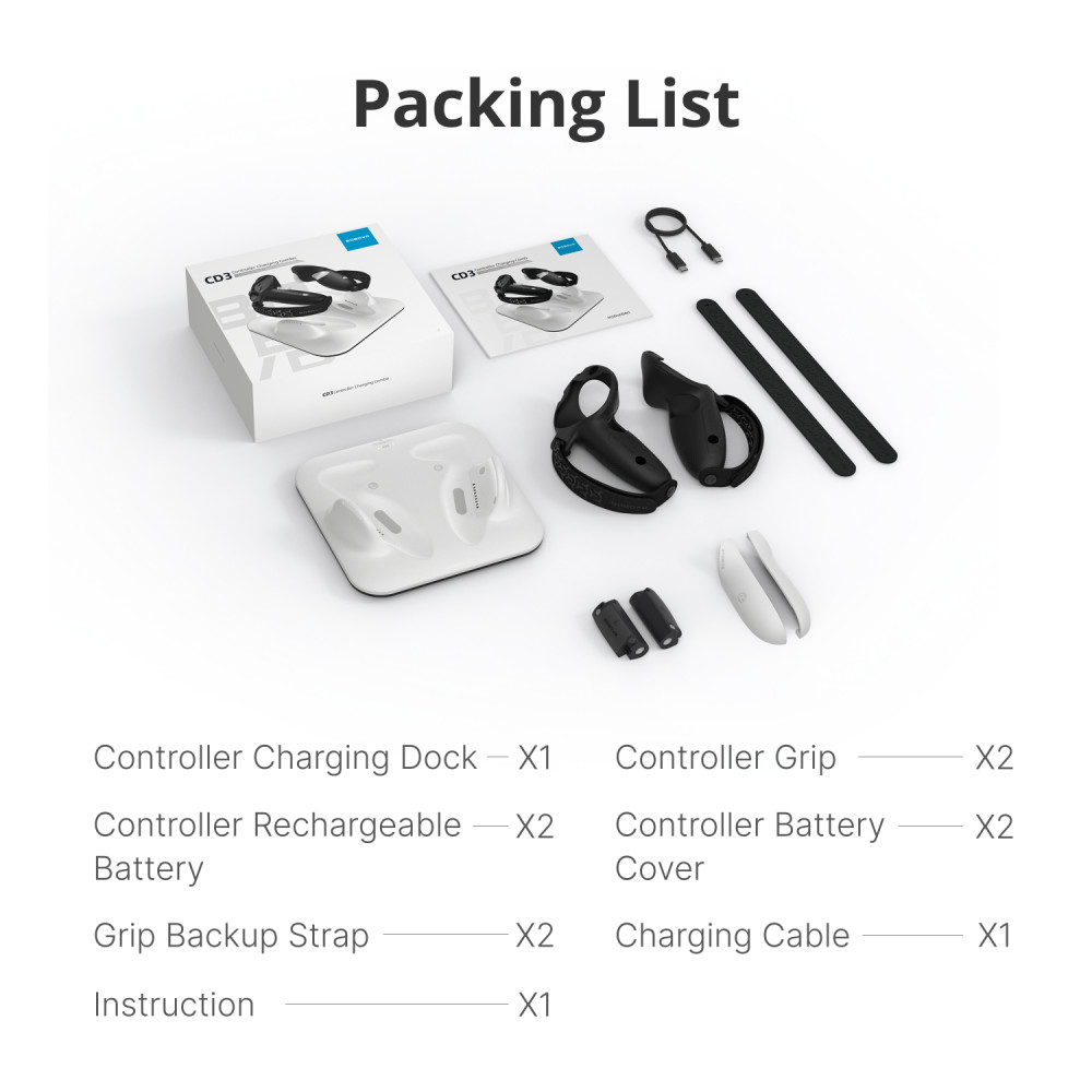 BOBOVR CD3 Controller Wireless Charging Combo, For Meta Quest 3/3S Controller