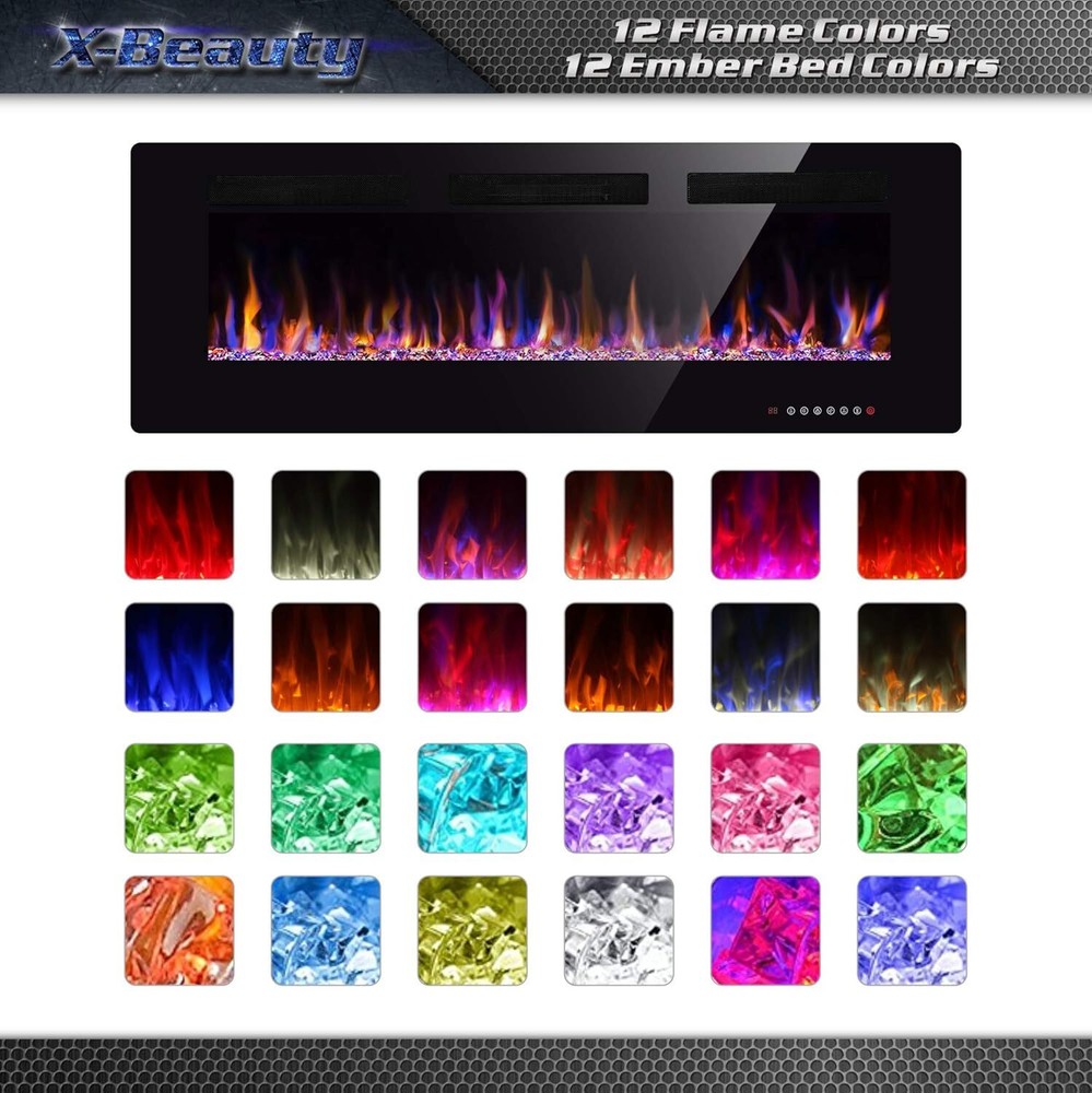 30" Electric Fireplace with Timer/Multicolor Flames/Touch Screen/Remote Control