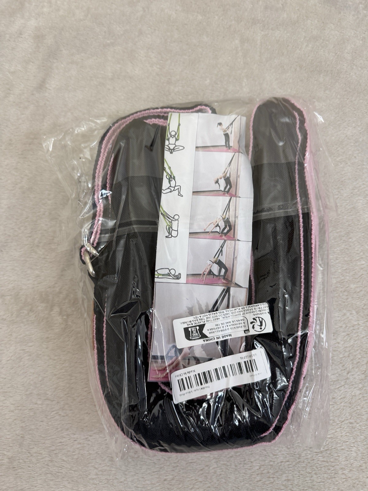 Pink Aerial Yoga Rope - Door-Mounted Stretching Strap