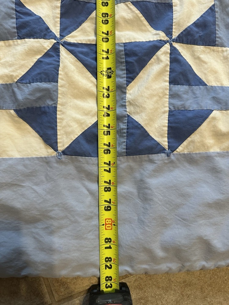 Cutters Handmade blue and white geometric pattern quilt