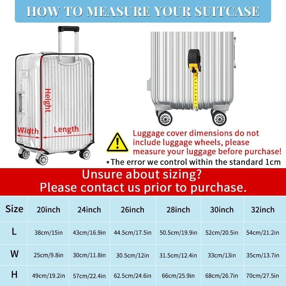Water-Resistant 30'' Suitcase Protector - Clear PVC Cover with Adjustable Strap