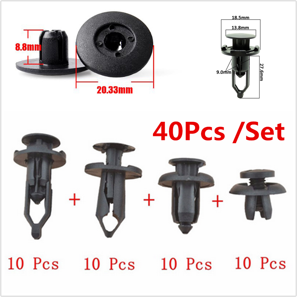 40Pcs Plastic Push Pin Plastic Rivets Fender Liner Fastener Rivet Push Clips