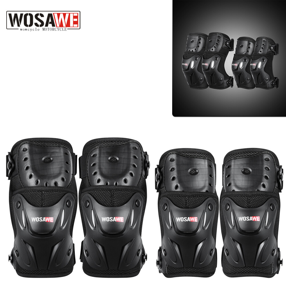 WOSAWE Motorcycle Knee Elbow Pads Adjustable Hard Shell Protective Gear