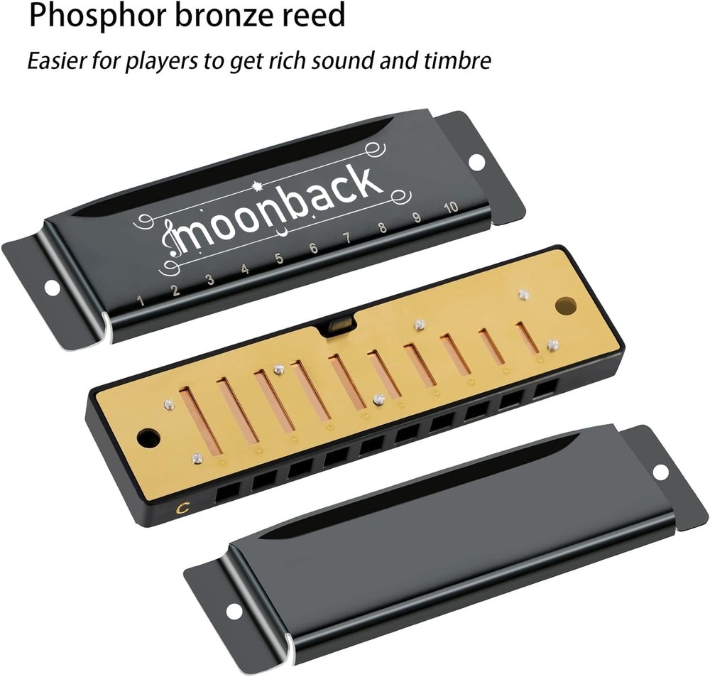 Harmonica Holder Set with Key of C Diatonic Blues Harmonica Adjustable