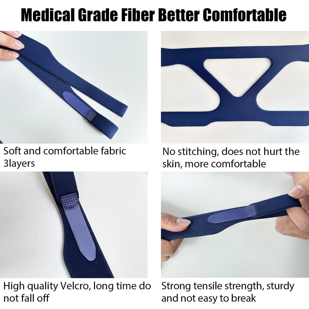 2 Packs Replacement Headgear Strap Universal Closed Edges CPAP Blue01