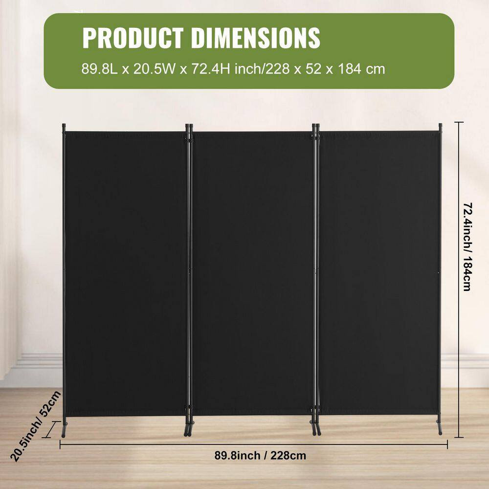 3-Panel Room Divider, Folding Screen Partition, Fabric Freestanding Room Divider