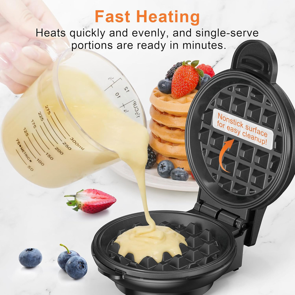 Mini Waffle Maker, 4" Chaffle Maker, Compact Design, Easy to Clean