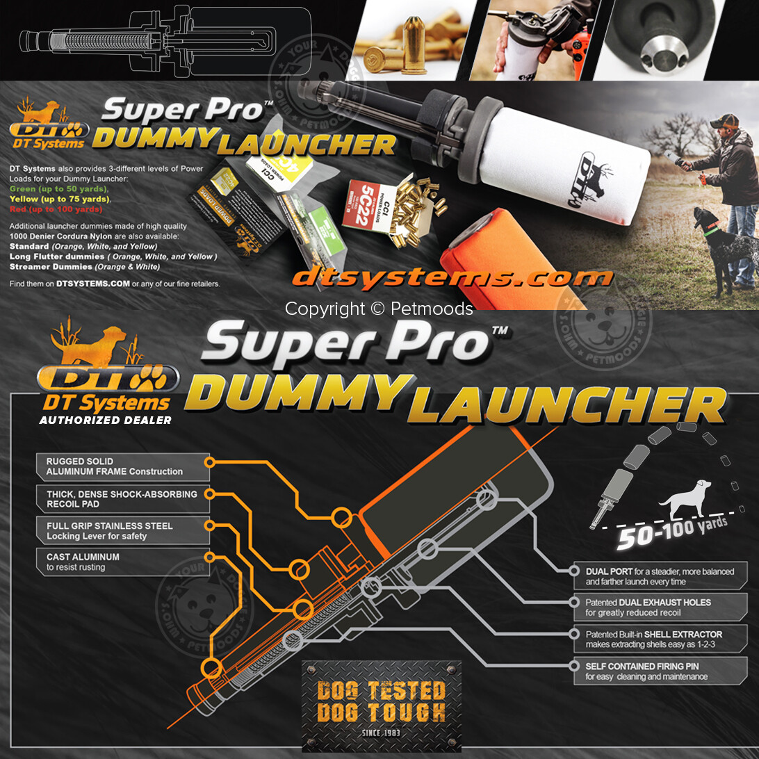 DT Systems Super Pro Dummy Launcher Hand Held Dog Training Kit Orange