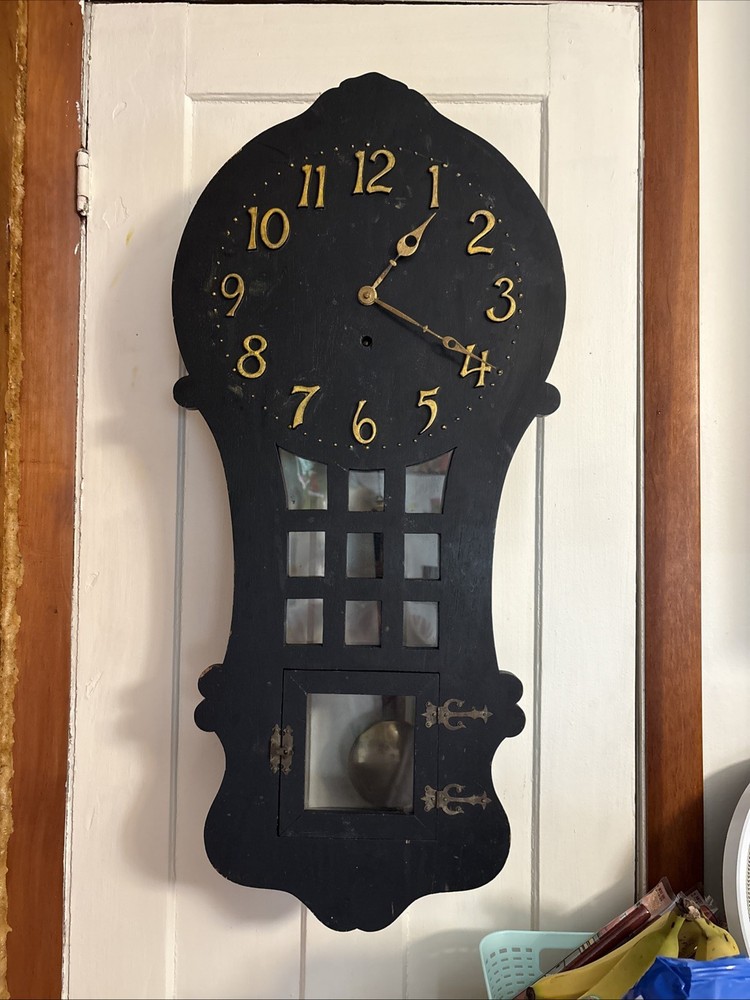 Antique c1908 Sessions RareMission Oak Wall Clock Running Original
