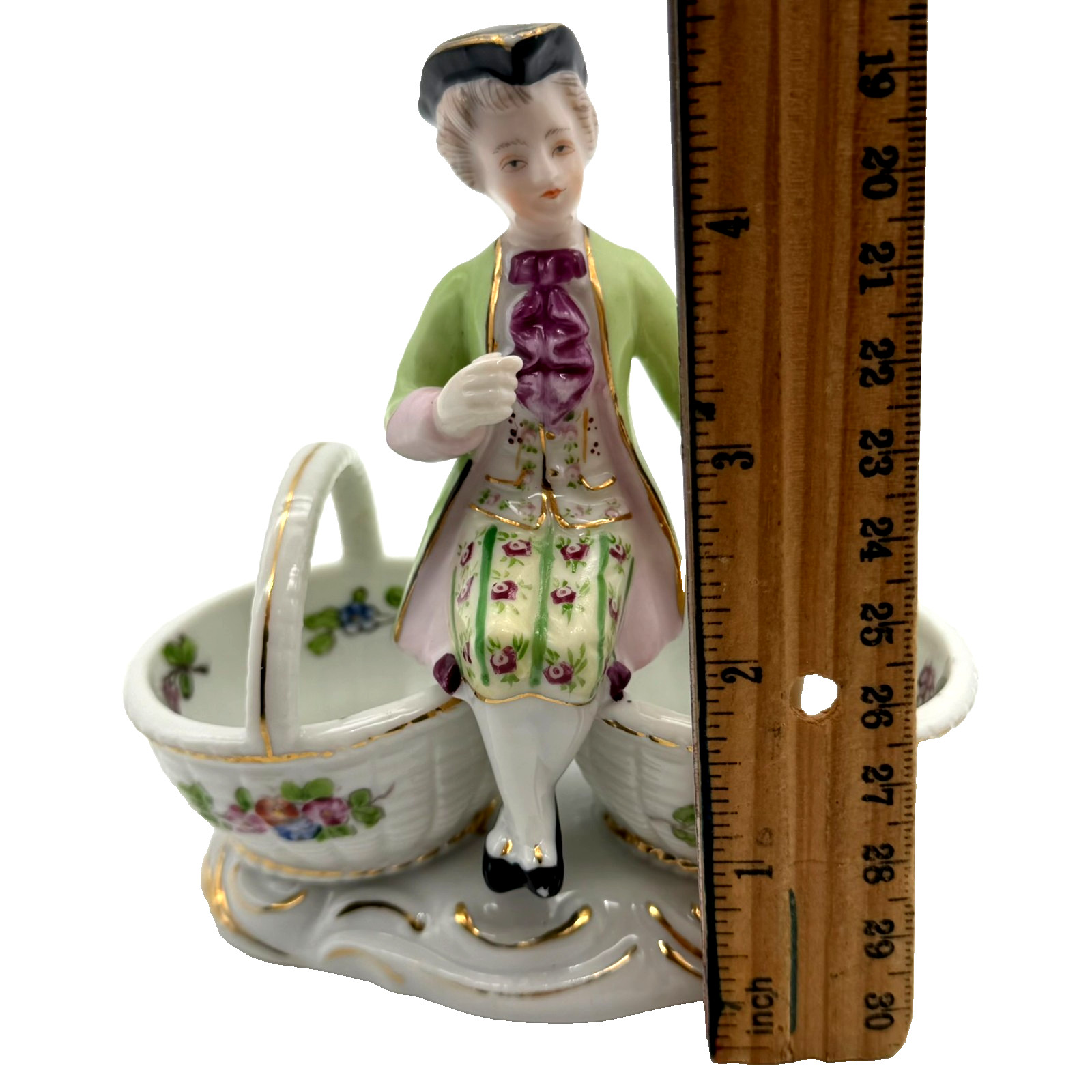 Andrea by Sadek Double Basket Porcelain Figurine Salt Cellars Occupied Japan