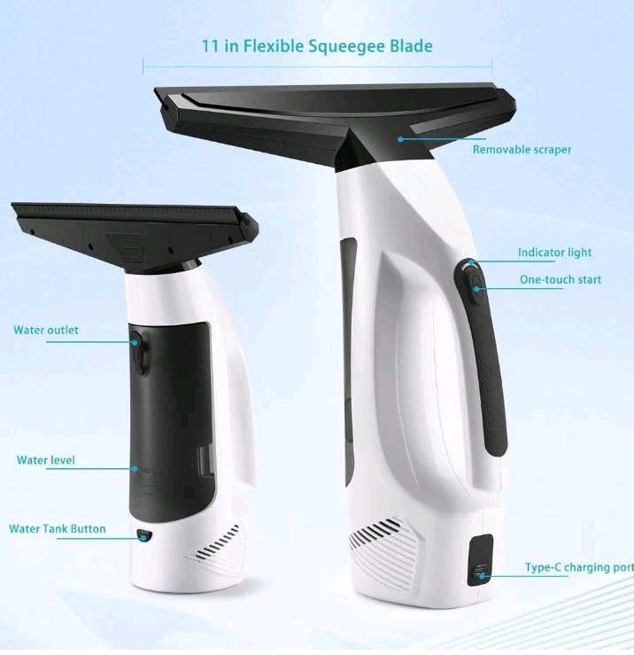 Window Vacuum, Window Vacuum Squeegee Cordless, Handheld Window Vac with Multi.