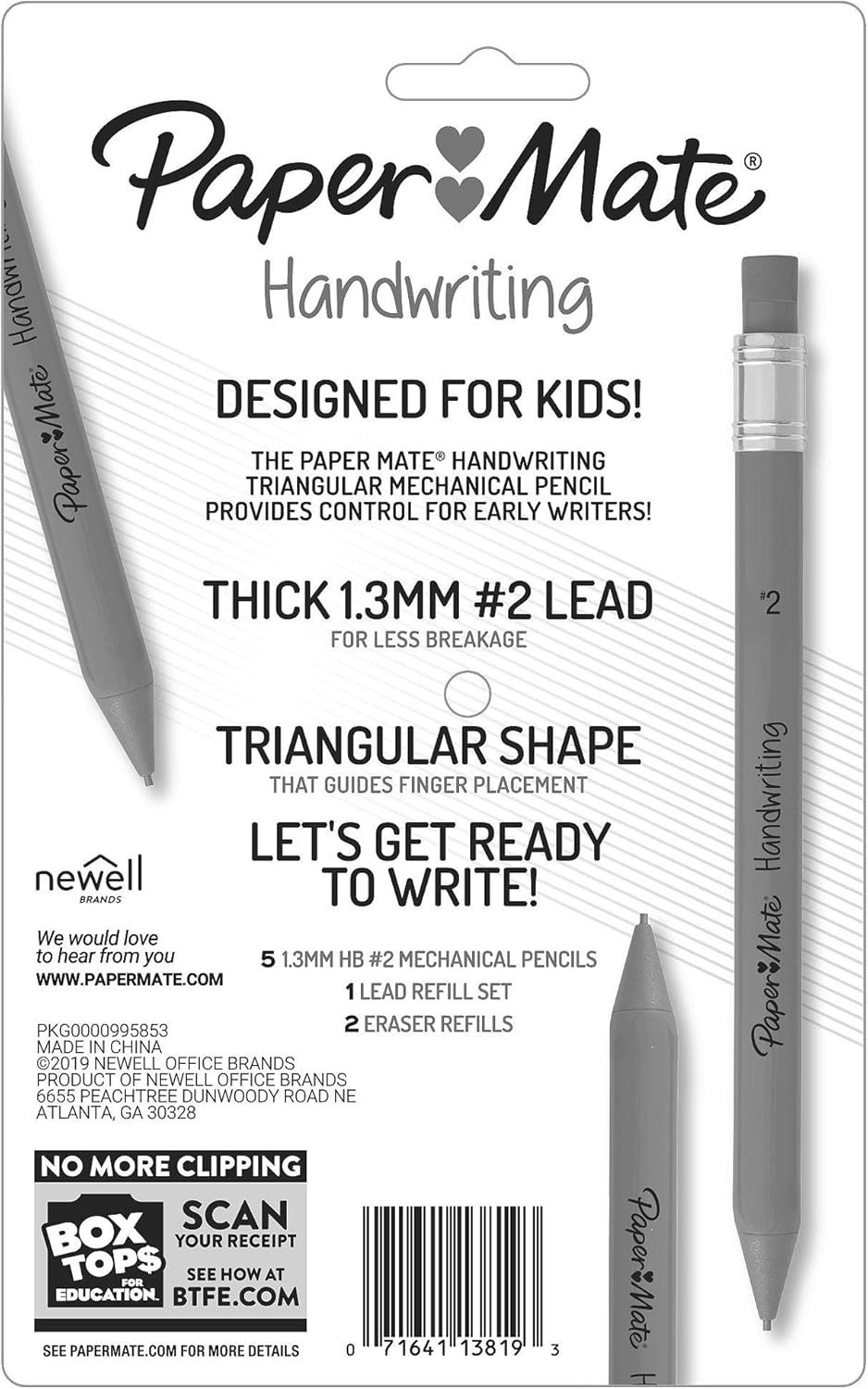 Handwriting Triangular Mechanical Pencil Set with Lead & Eraser Refills, 1.3Mm,
