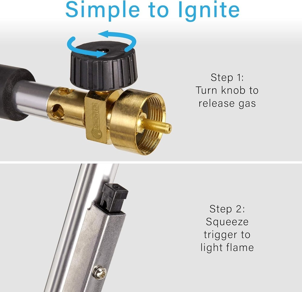 Self-Igniting Weed Burner Torch – 35” Long with Adjustable Flame Control