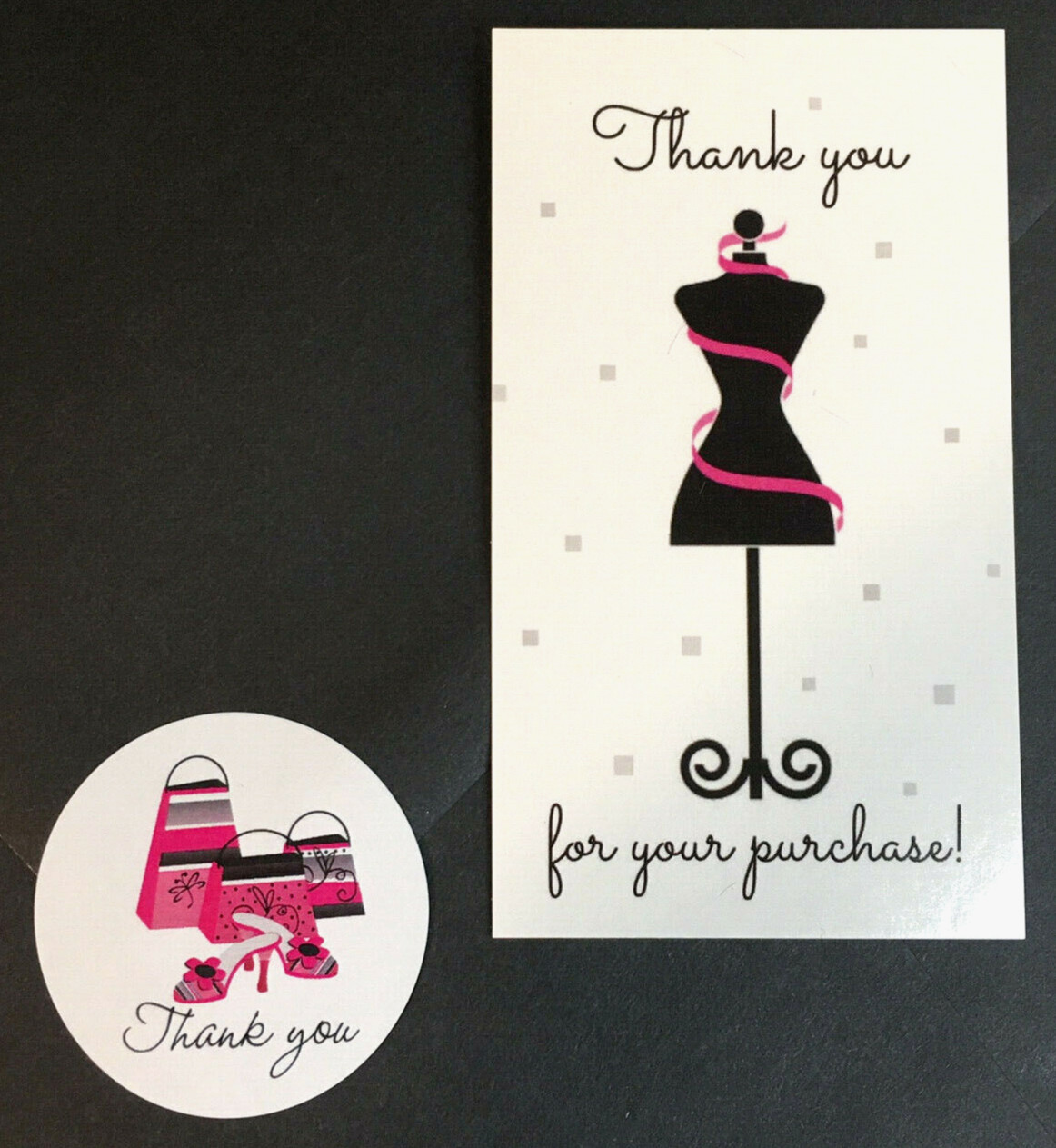 100x Business Thank You For Your Purchase Cards, Stickers, Ladies Fashion